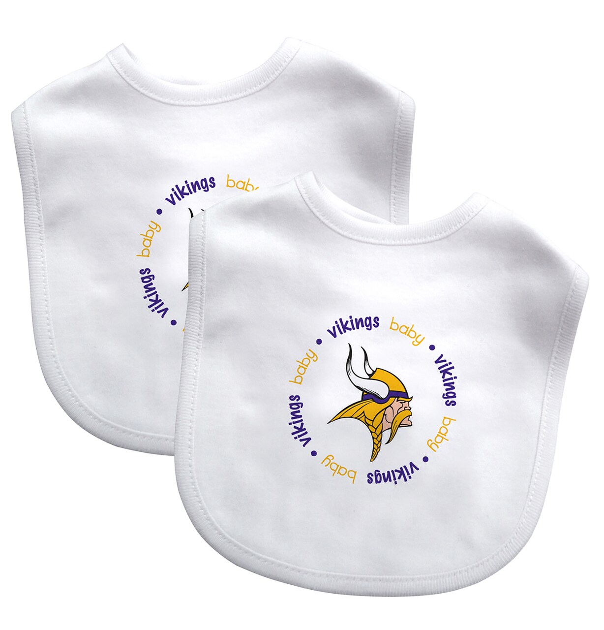 Baby Fanatic Officially Licensed Unisex Baby Bibs 2 Pack - NFL Minnesota Vikings Baby Apparel Set
